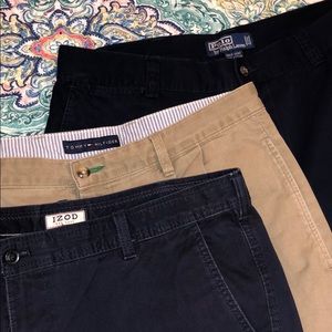 3 pair shorts, Polo, Tommy, and Izod sz 36
